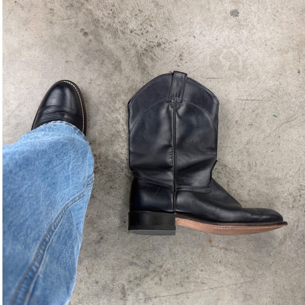 Vintage Laredo Navy Leather Western Roper Boots Made in USA 6918 Women 9 M